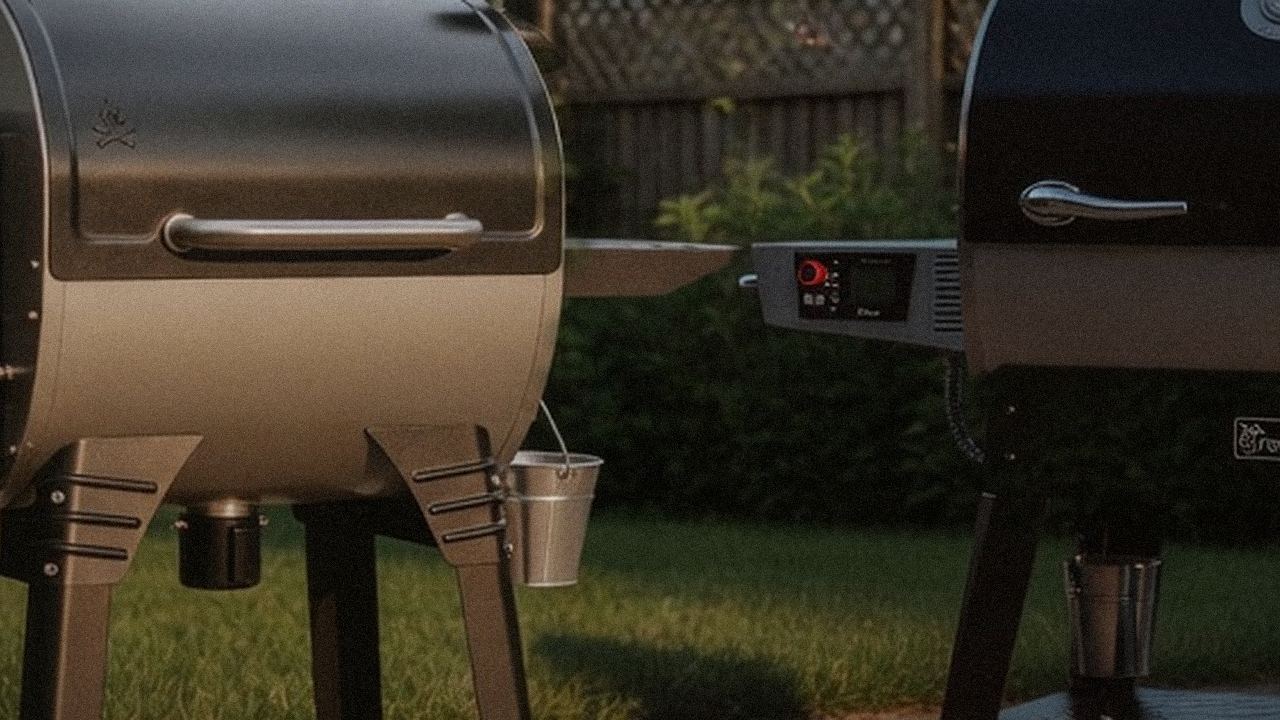 Camp Chef Woodwind Pro versus recteq Flagship 1600 on a dusk patio