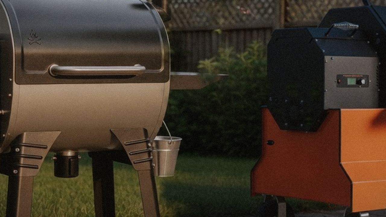 Camp Chef Woodwind Pro versus Yoder YS640s on a dusk patio