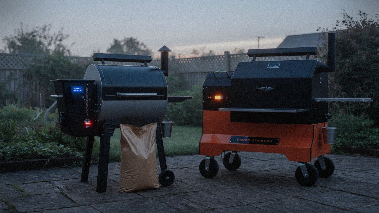 Morning patio with the Camp Chef Woodwind WiFi 24 and the Yoder Smokers YS640s, unboxing-day mood