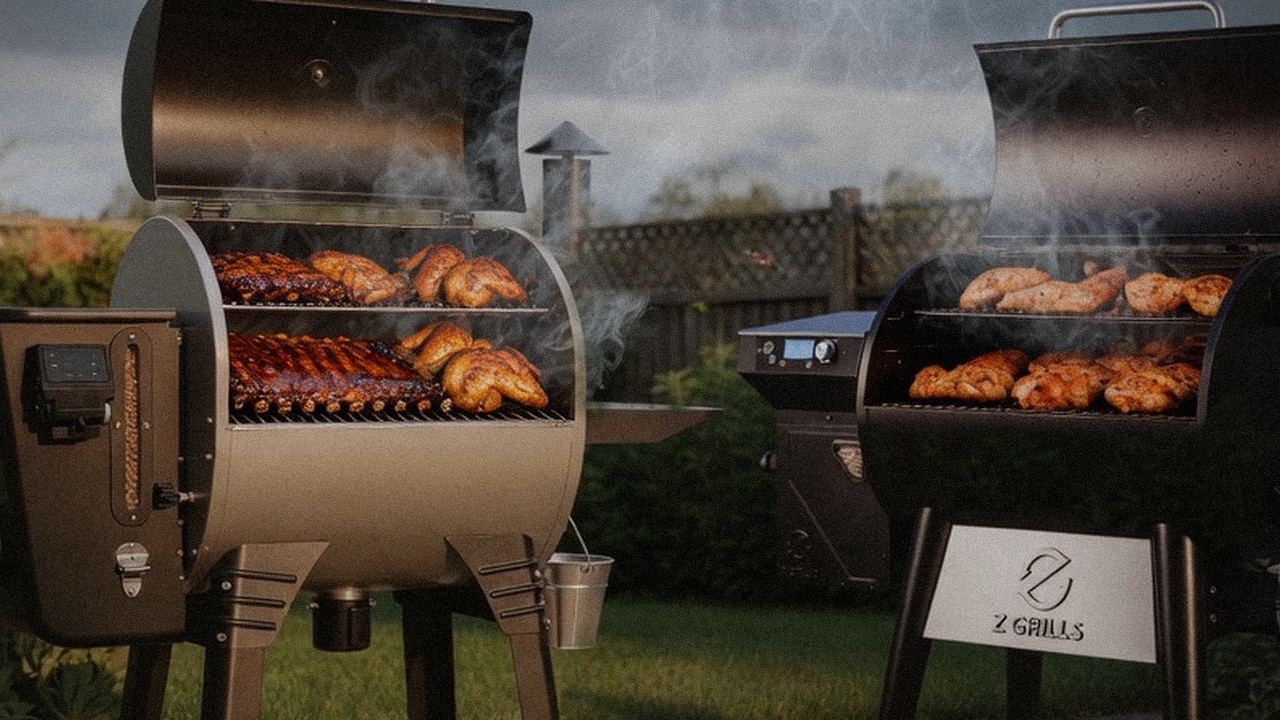 Searing and grate view: Camp Chef Woodwind WiFi 24 next to Z Grills 700 Series (ZPG-7002)