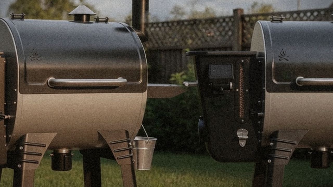 Camp Chef Woodwind Pro WiFi 24 and Camp Chef Woodwind WiFi 24 starting up, controllers lit