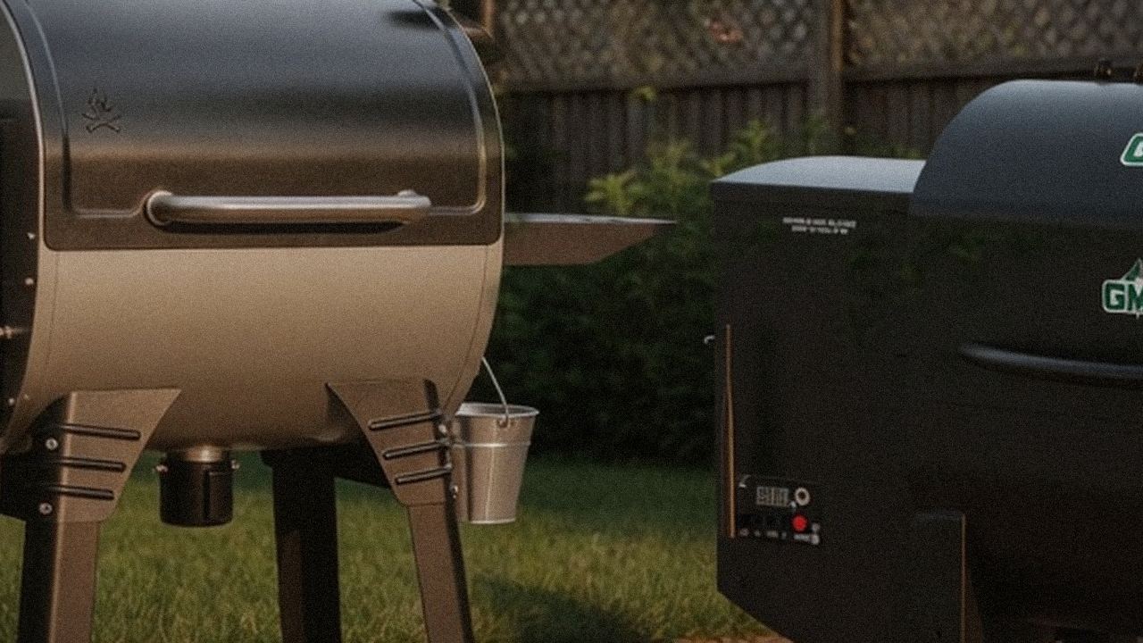 Close comparison of the Camp Chef Woodwind Pro WiFi 24 controller next to the Green Mountain Grills Trek controller