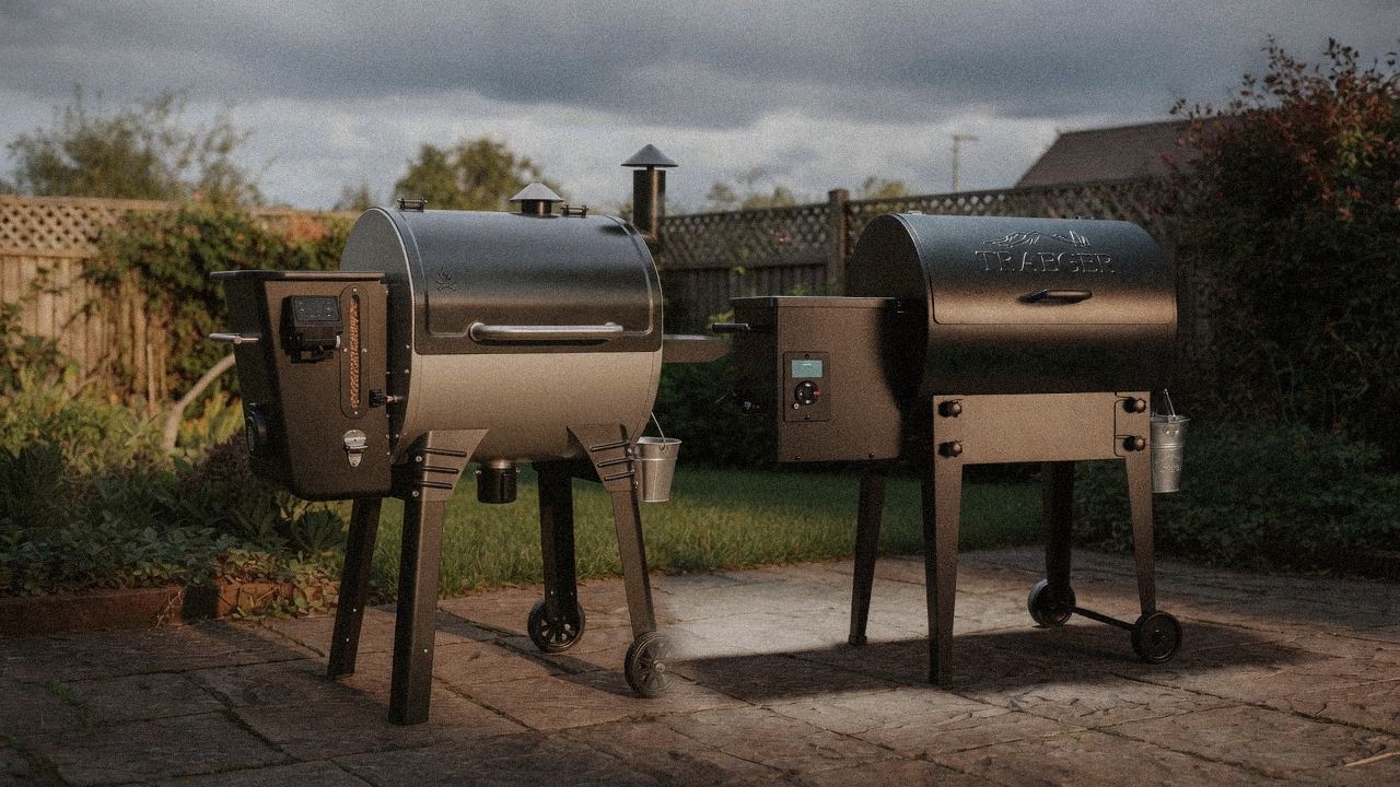 Morning patio with the Camp Chef Woodwind Pro WiFi 24 and the Traeger Tailgater 20, unboxing-day mood