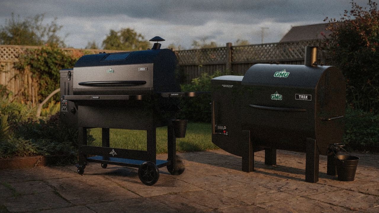 Green Mountain Grills Peak beside Green Mountain Grills Trek, editorial product photography