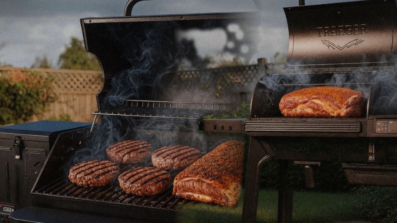 Searing and grate view: Green Mountain Grills Peak next to Traeger Pro 780