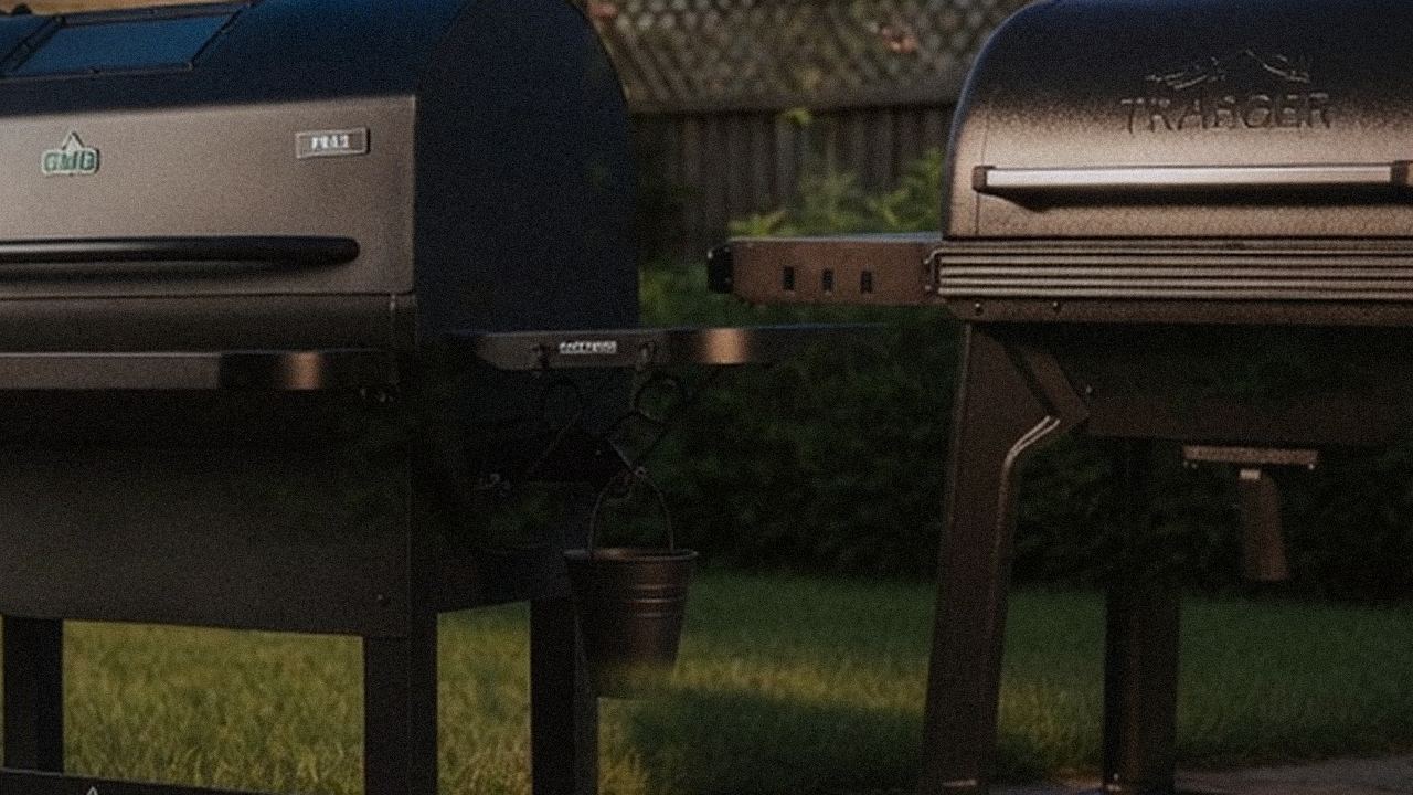 Close comparison of the Green Mountain Grills Peak controller next to the Traeger Timberline controller