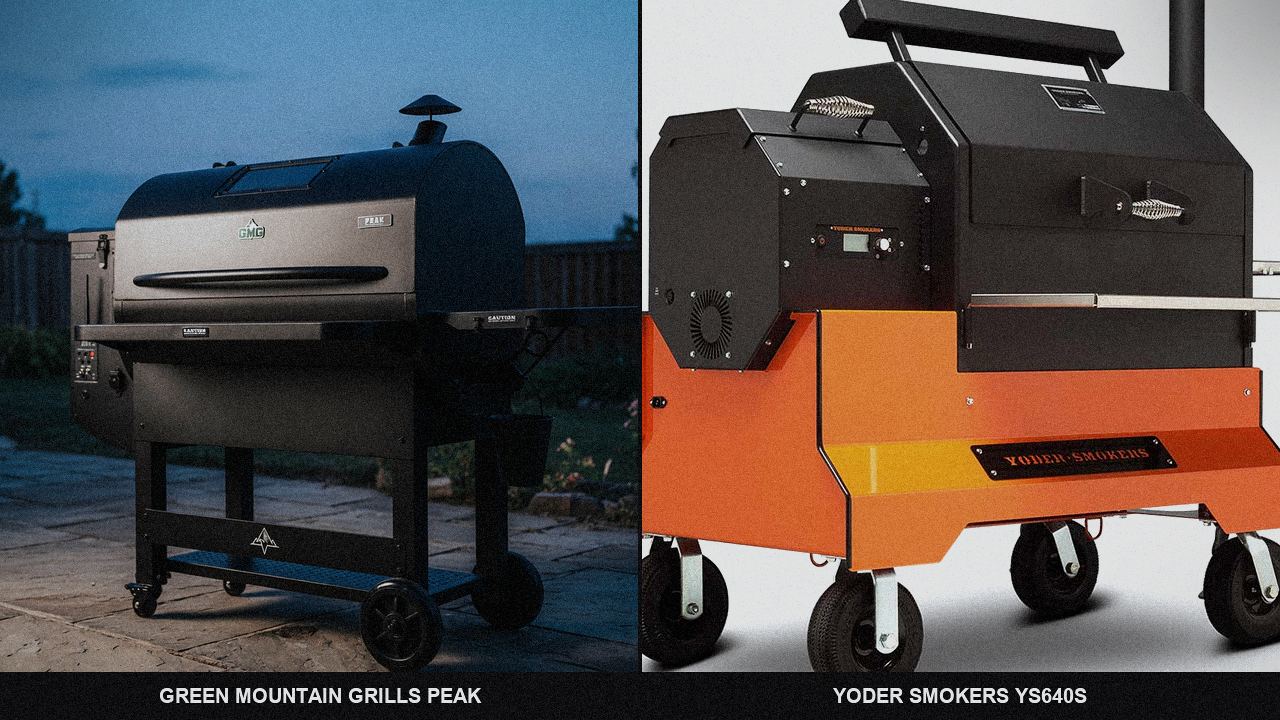 Morning patio with the Green Mountain Grills Peak and the Yoder Smokers YS640s, unboxing-day mood