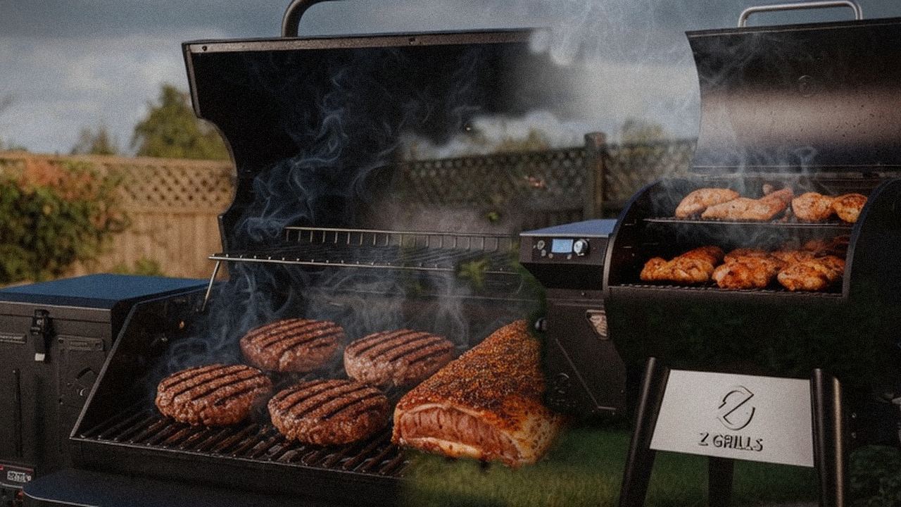 Searing and grate view: Green Mountain Grills Peak next to Z Grills 700 Series (ZPG-7002)