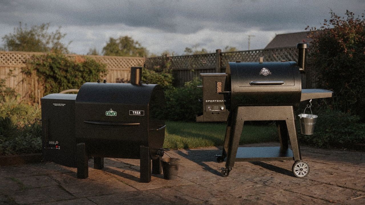 Morning patio with the Green Mountain Grills Trek and the Pit Boss Navigator 850, unboxing-day mood