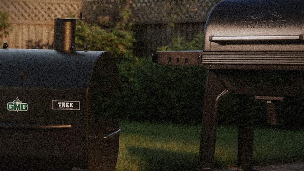 Close comparison of the Green Mountain Grills Trek controller next to the Traeger Timberline controller