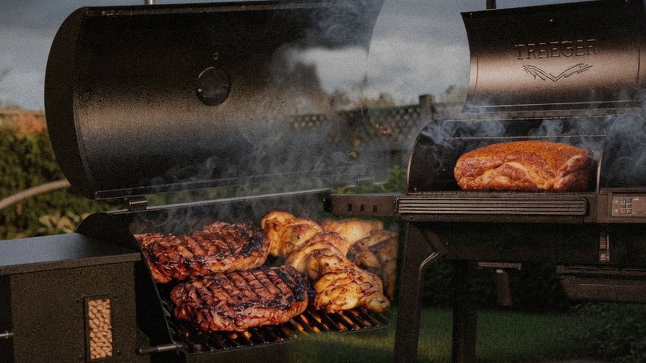 Searing and grate view: Pit Boss Navigator 850 next to Traeger Pro 780