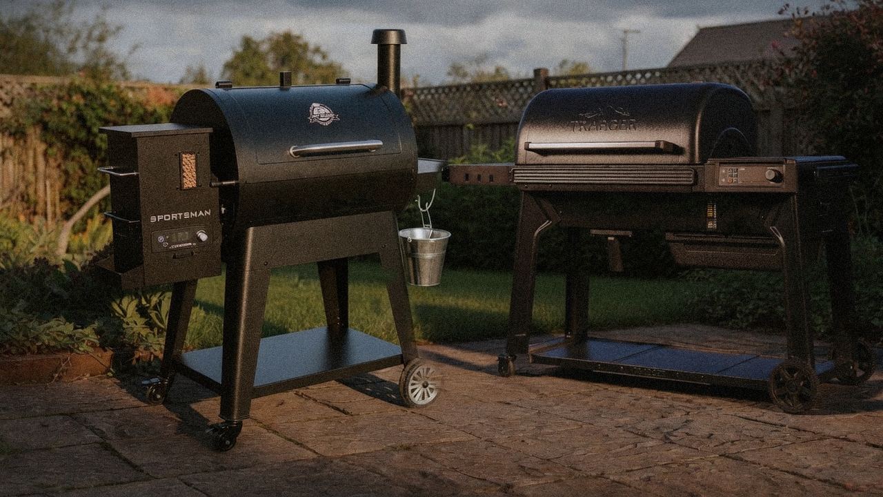 Pit Boss Navigator 850 standing next to Traeger Pro 780, showing the size and price-tier gap