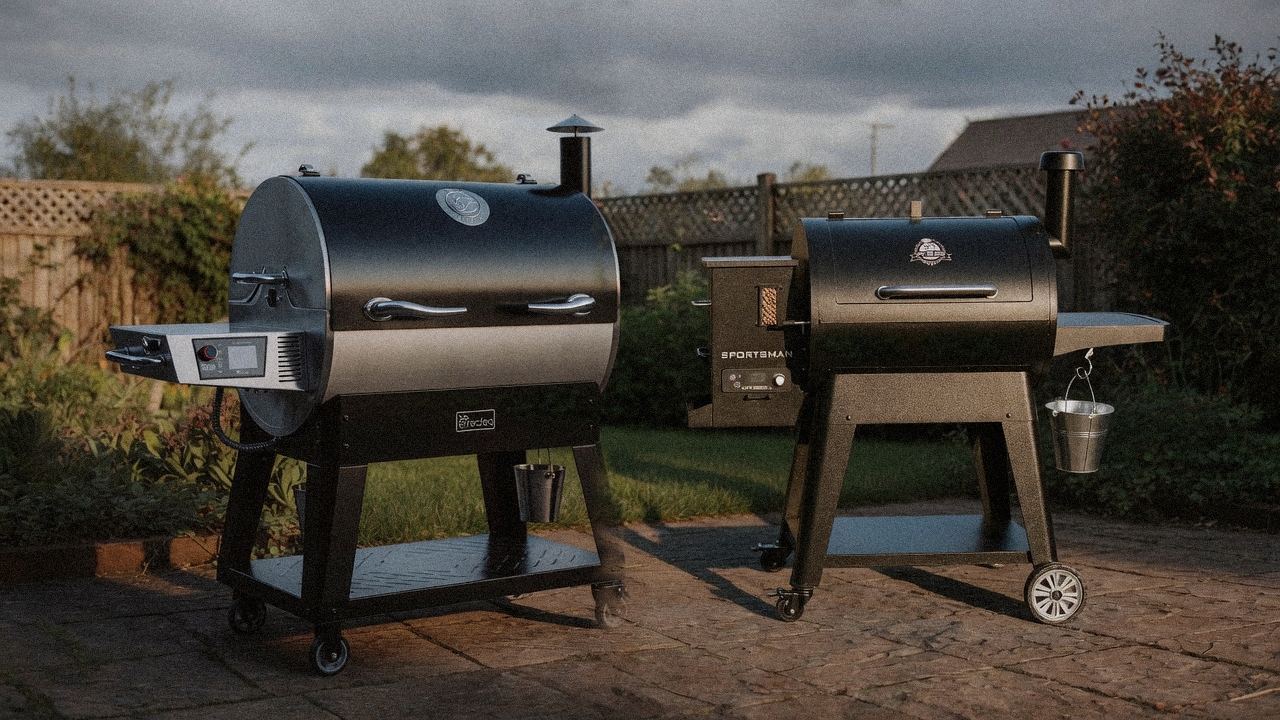 Morning patio with the recteq Flagship 1600 and the Pit Boss Navigator 850, unboxing-day mood