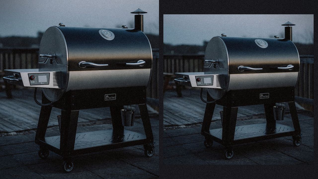 recteq Flagship 1600 beside recteq Bullseye Deluxe, editorial product photography