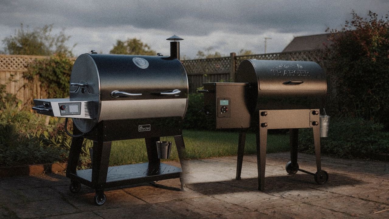 Morning patio with the recteq Flagship 1600 and the Traeger Tailgater 20, unboxing-day mood