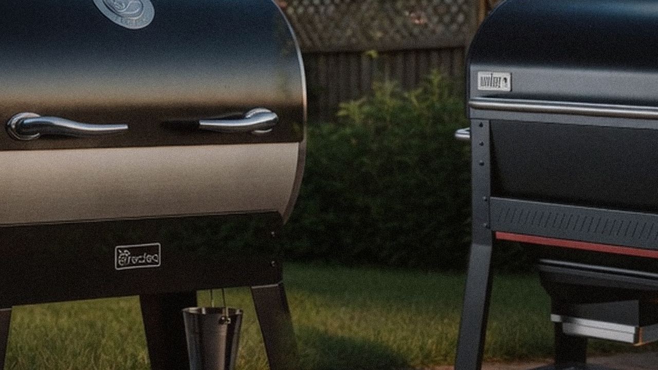 recteq Flagship 1600 beside Weber Searwood XL 600, official product photography on a dark steel panel