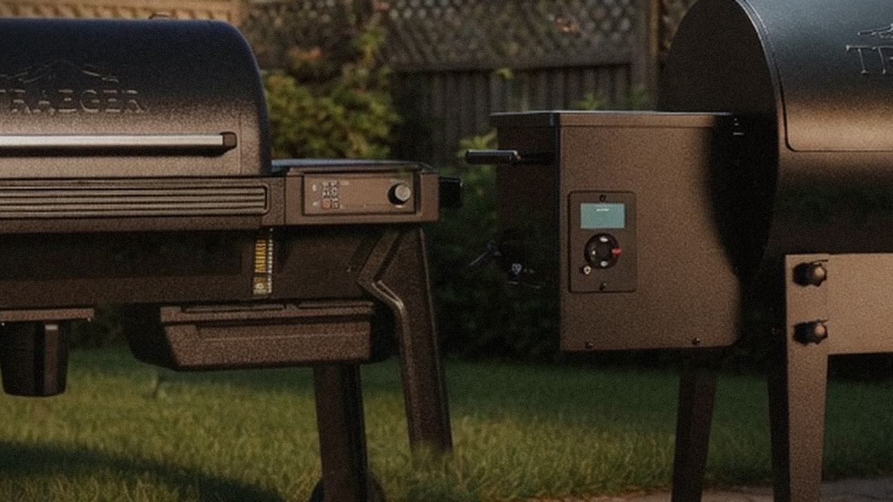 Close comparison of the Traeger Pro 780 controller next to the Traeger Tailgater 20 controller