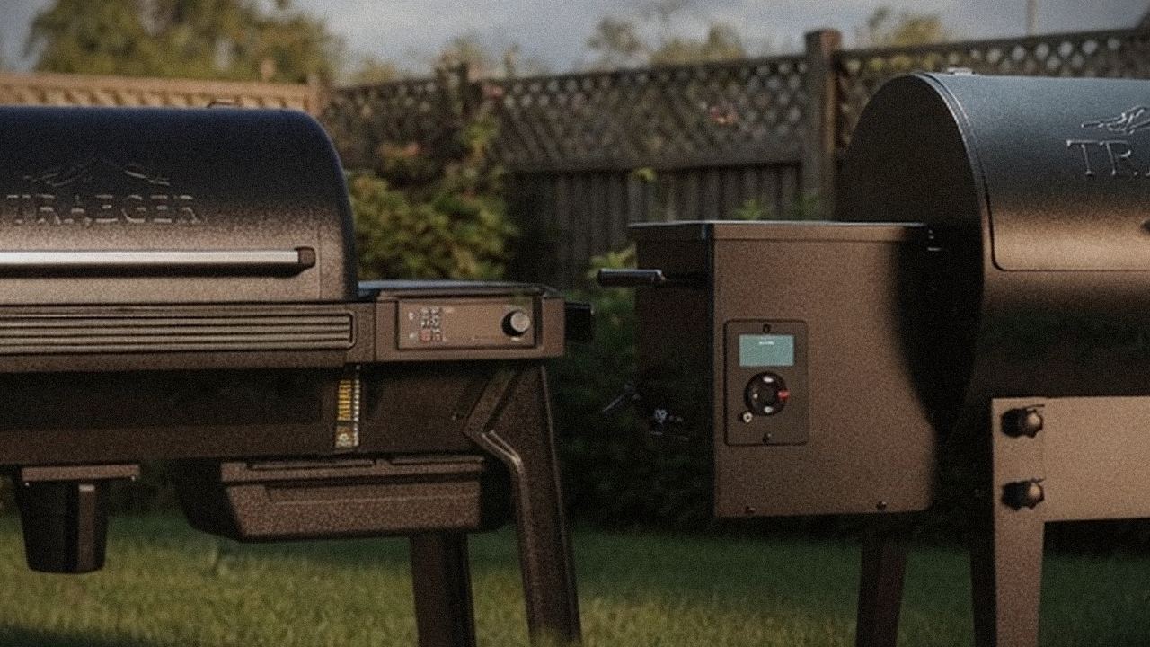 Traeger Pro 780 and Traeger Tailgater 20 starting up, controllers lit