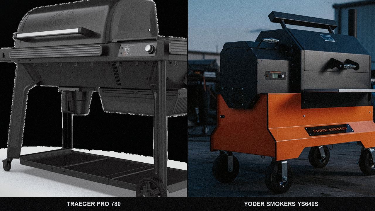 Close comparison of the Traeger Pro 780 controller next to the Yoder Smokers YS640s controller