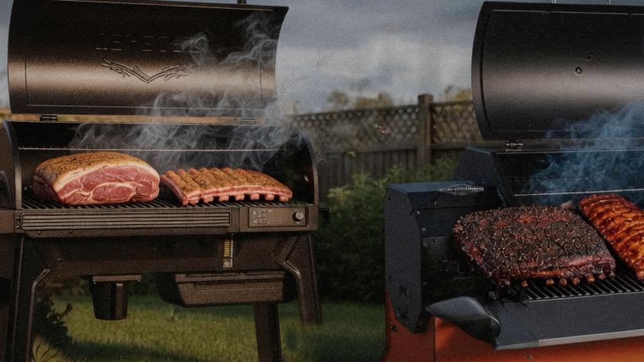 Searing and grate view: Traeger Pro 780 next to Yoder Smokers YS640s