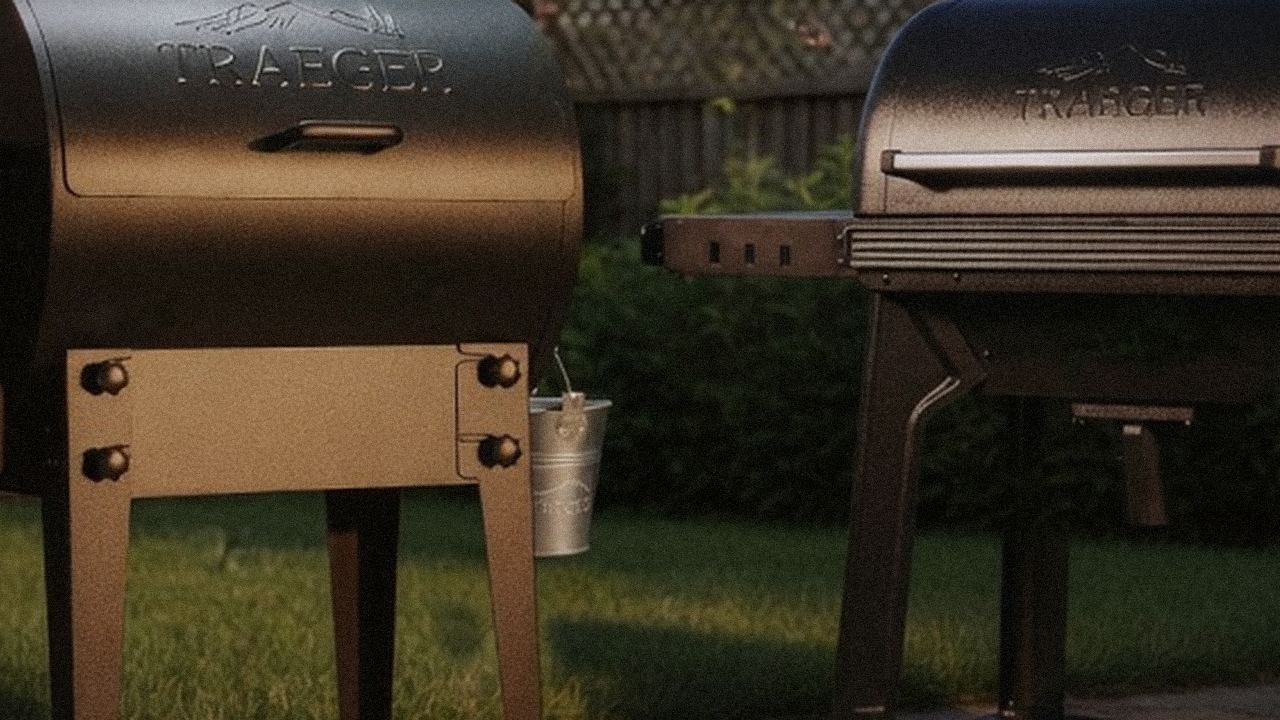 Close comparison of the Traeger Tailgater 20 controller next to the Traeger Timberline controller