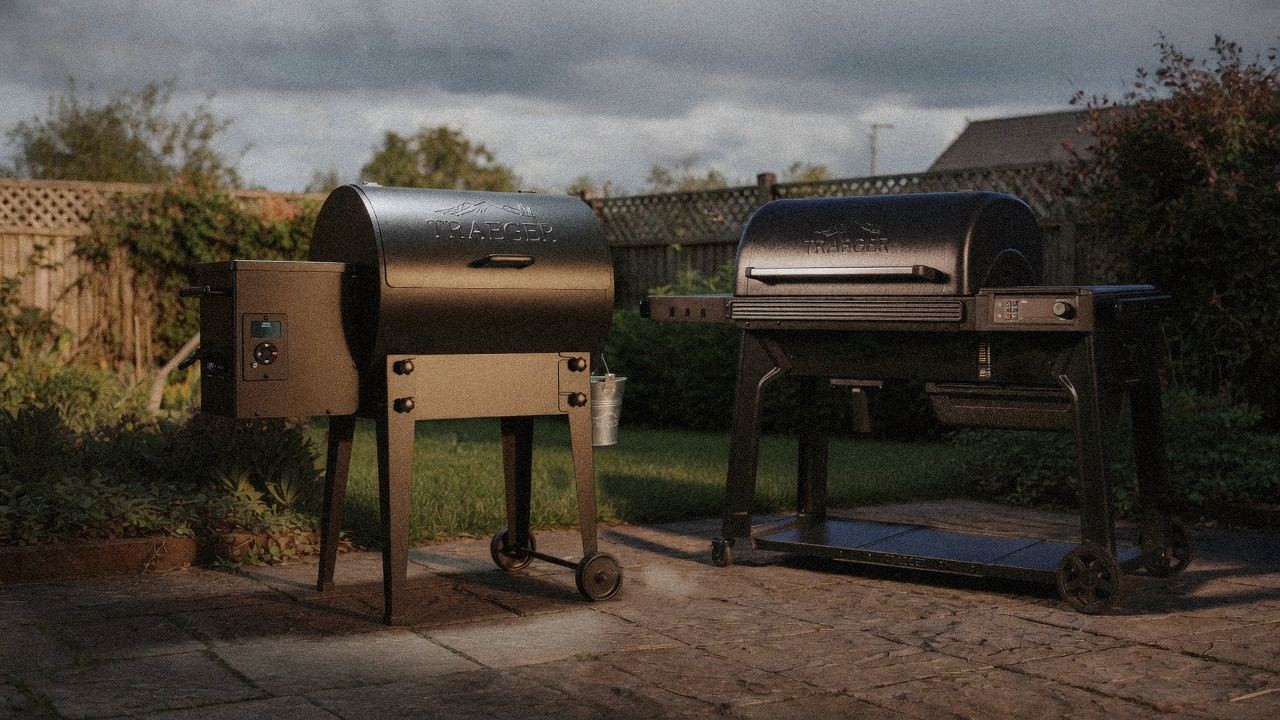 Morning patio with the Traeger Tailgater 20 and the Traeger Timberline, unboxing-day mood