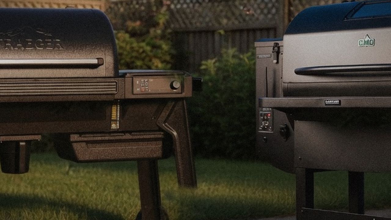 Traeger Woodridge Pro versus GMG Peak Prime 2.0 on a dusk patio