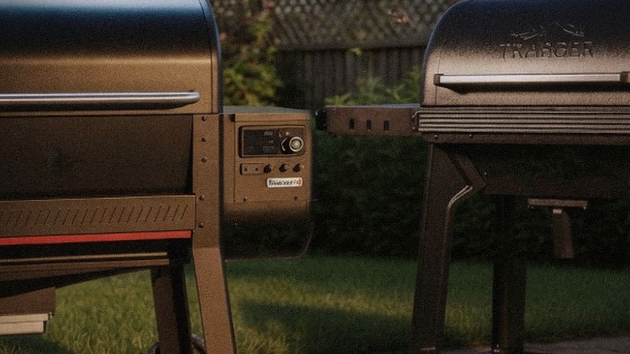 Close comparison of the Weber Searwood XL 600 controller next to the Traeger Pro 780 controller
