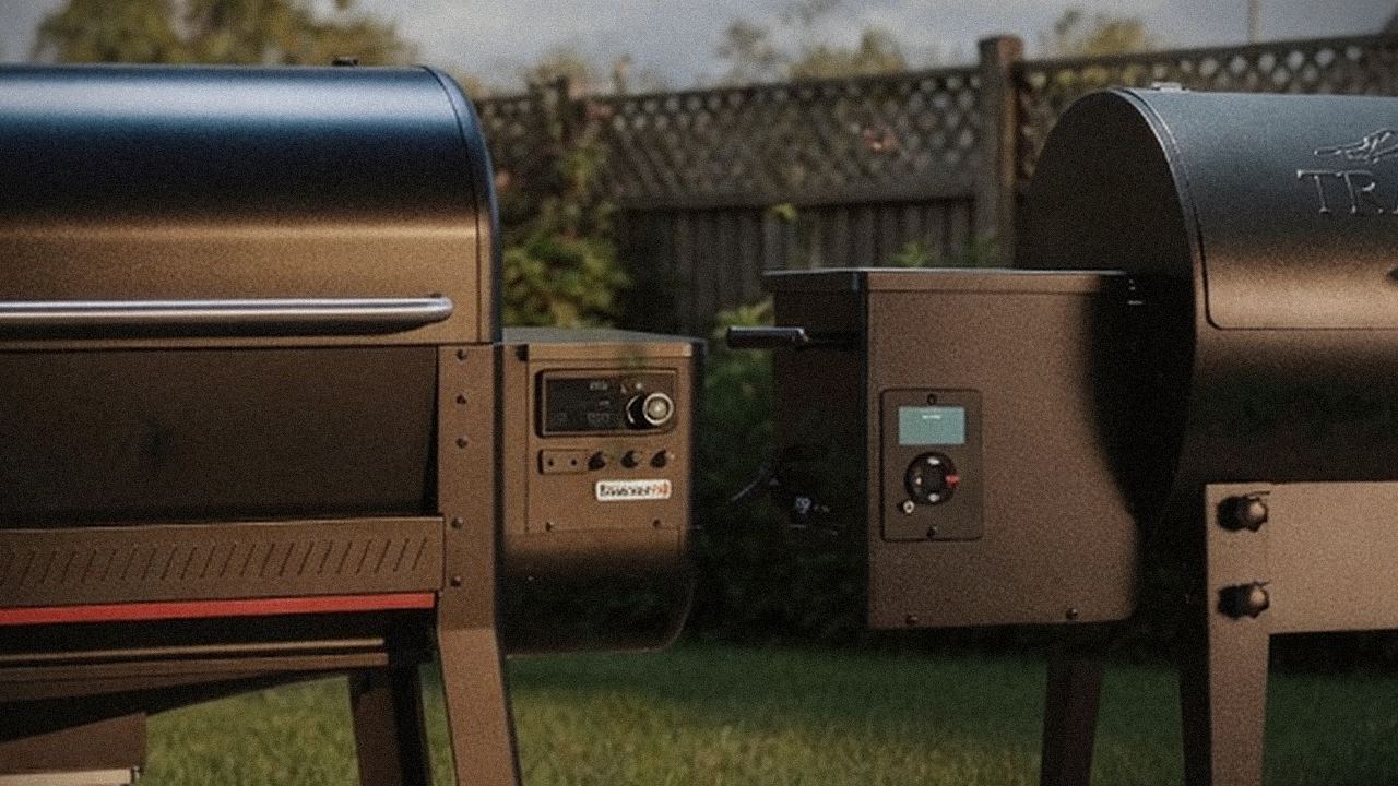 Weber Searwood XL 600 and Traeger Tailgater 20 starting up, controllers lit