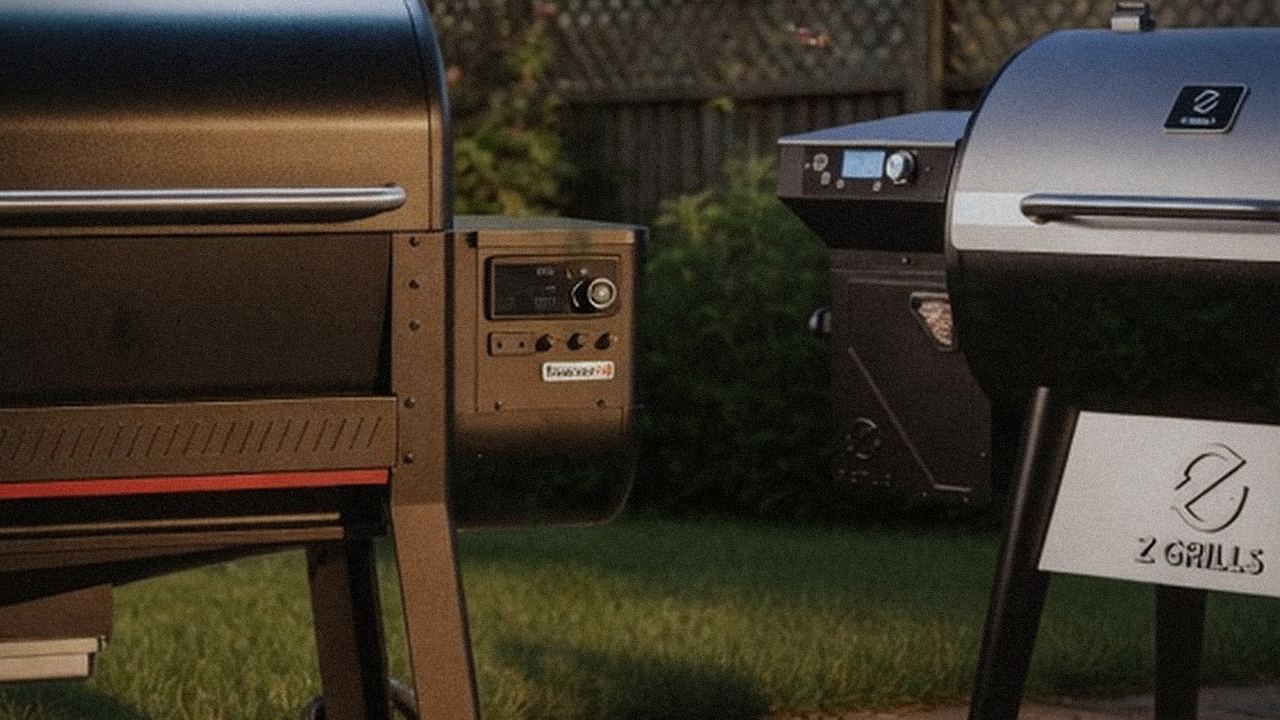 Close comparison of the Weber Searwood XL 600 controller next to the Z Grills 700 Series (ZPG-7002) controller