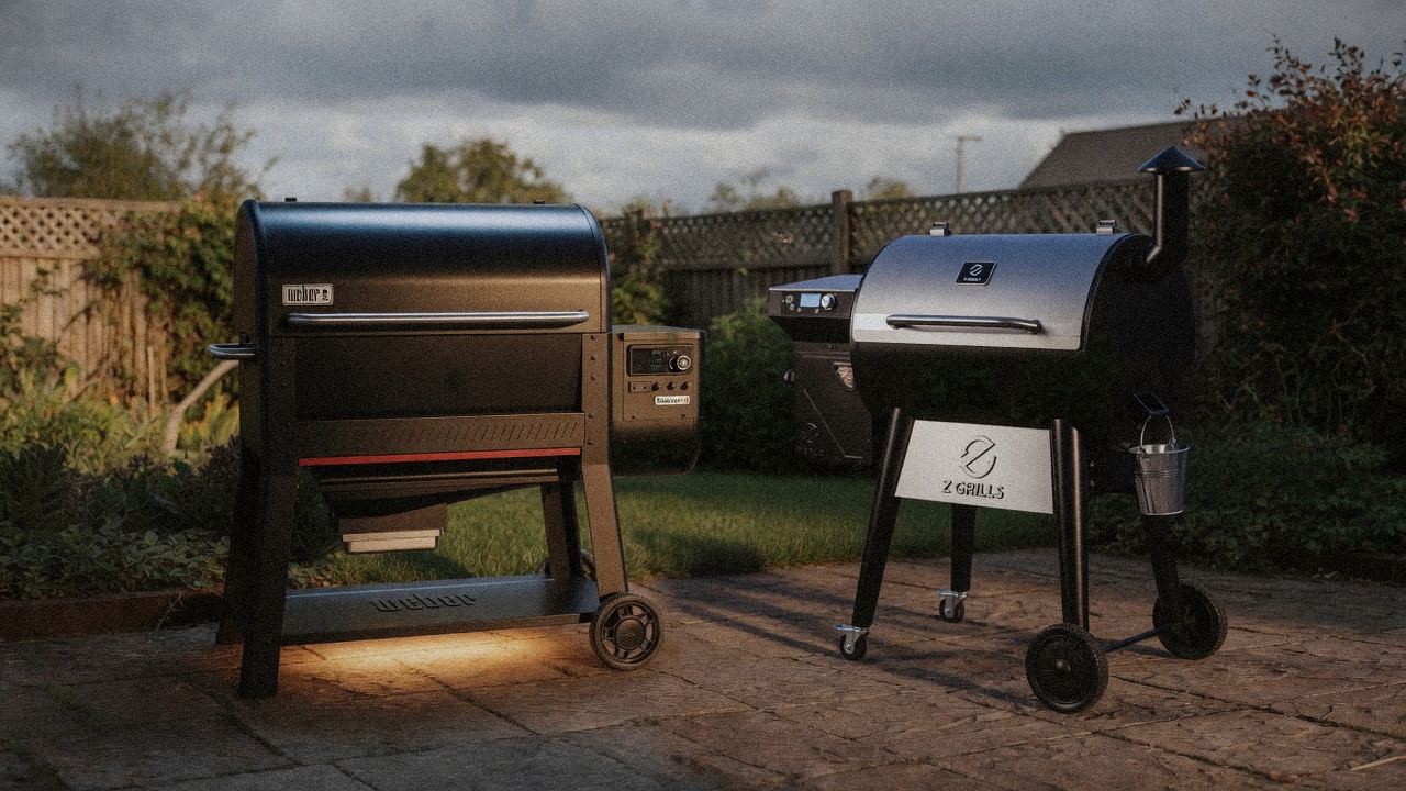 Morning patio with the Weber Searwood XL 600 and the Z Grills 700 Series (ZPG-7002), unboxing-day mood