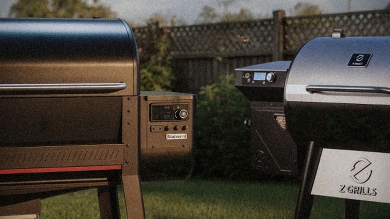 Weber Searwood XL 600 and Z Grills 700 Series (ZPG-7002) starting up, controllers lit