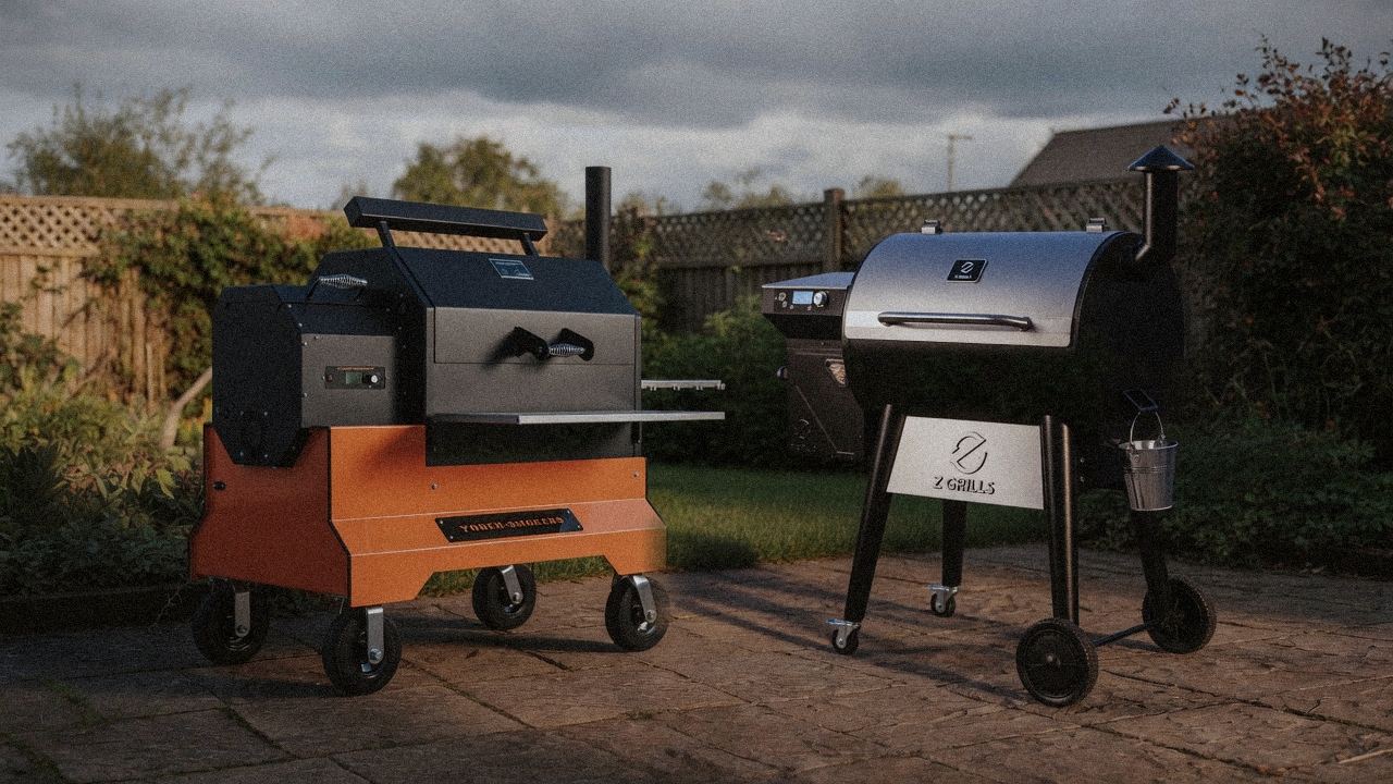 Morning patio with the Yoder Smokers YS640s and the Z Grills 700 Series (ZPG-7002), unboxing-day mood