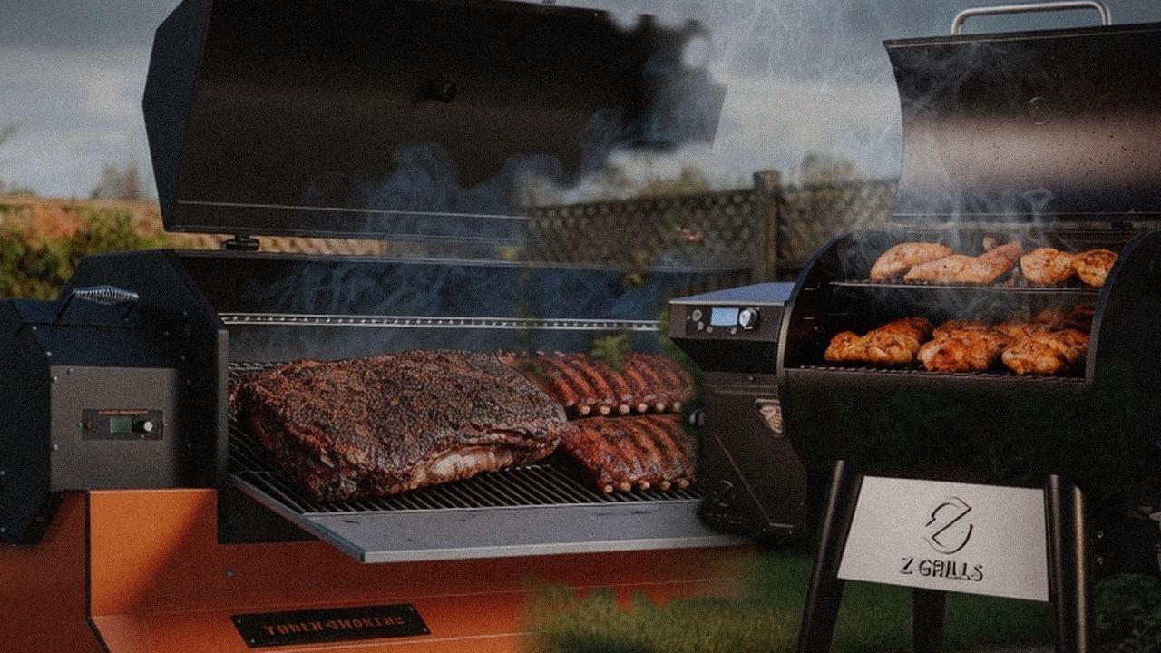 Searing and grate view: Yoder Smokers YS640s next to Z Grills 700 Series (ZPG-7002)